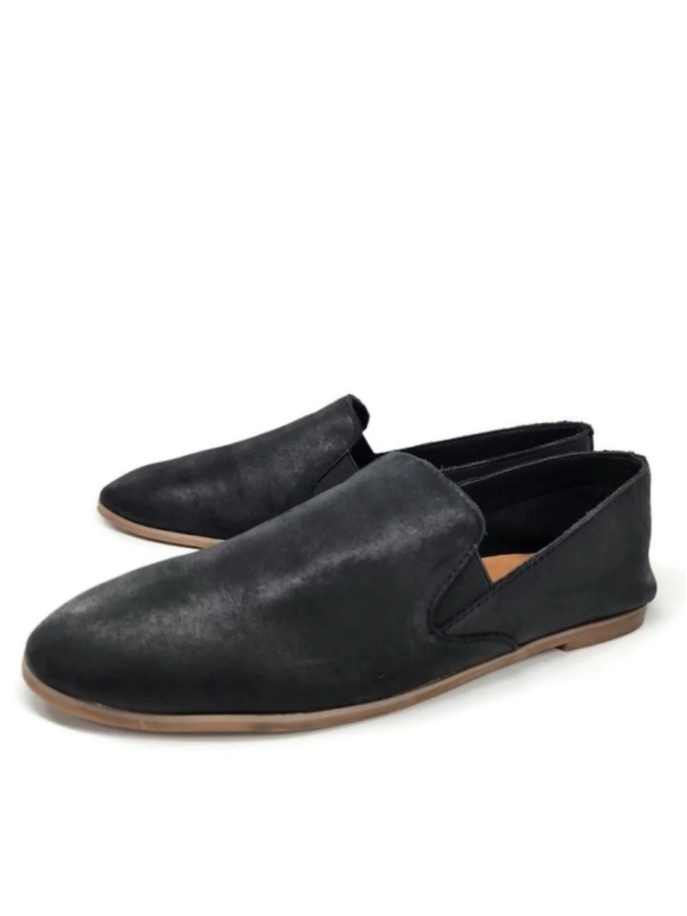 Lucky Brand Charsa 2 Soft Black Nubuck Leather Slip-On Loafer Flats